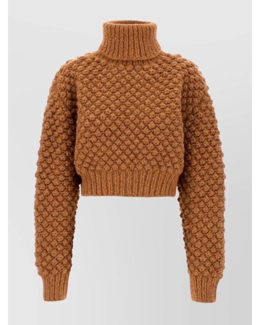 Dolce & Gabbana Brown Alpaca-Blend Ribbed Turtleneck Jumper