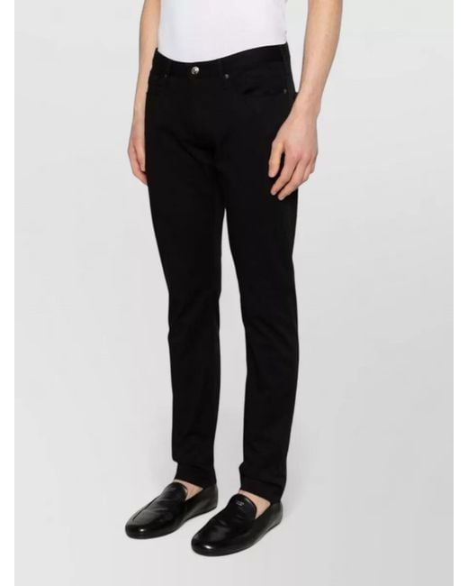 Emporio Armani Black Slim Cotton Denim Jeans Five Pocket Belt Loops for men