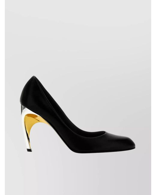 McQueen Black Leather Armadillo Pumps