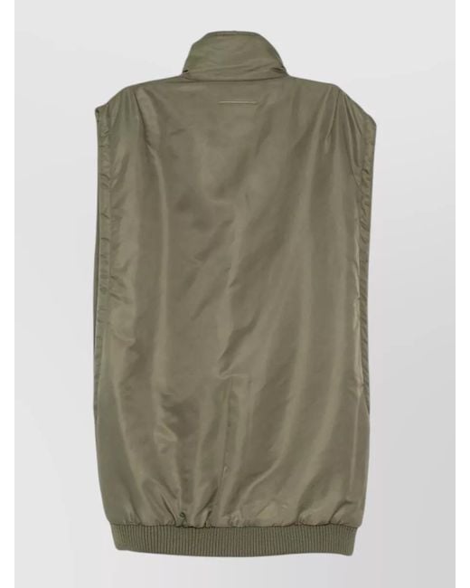MM6 by Maison Margiela Green Oversized Down Gilet High Neck Design