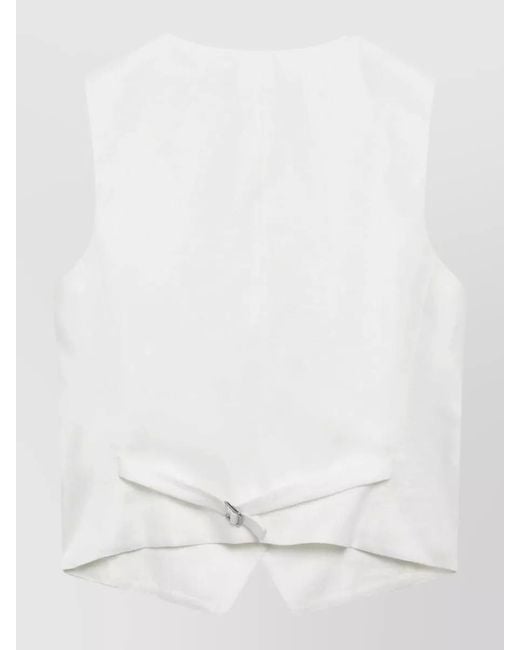 Weekend by Maxmara White Tailored Sleeveless Suit Top Back Tie