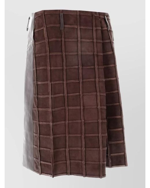 Niccolò Pasqualetti Brown Patchwork Suede Skirt Panel Belt Loops