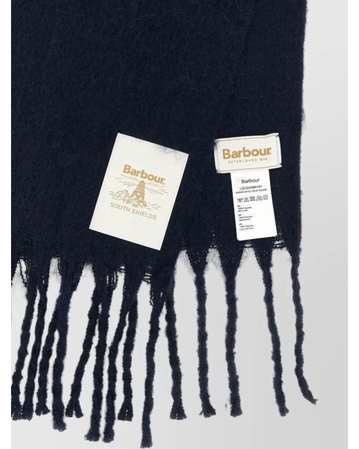 Barbour Blue Ellison Scarf Casual Style Fringe Detail