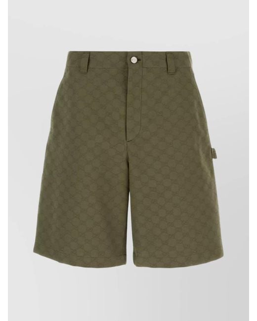 Gucci Green Gg Fabric Bermuda Shorts for men