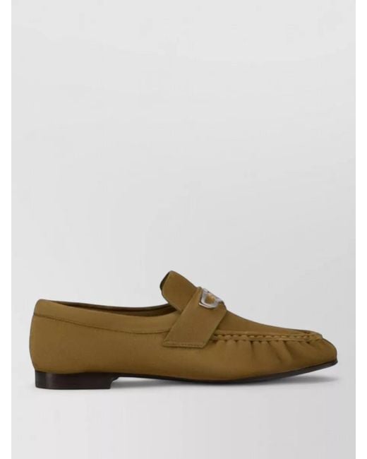 Christian Louboutin Green Leather Loafers Moccasin Toe Metallic Buckle
