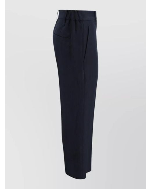 Brunello Cucinelli Blue Tailored Cigarette Trousers Belted Waist Detail