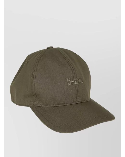Herno Green Hat Curved Brim Eyelet Vents Design for men