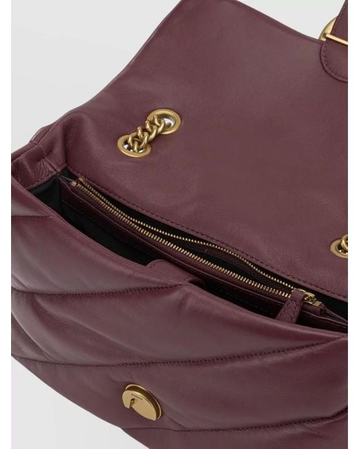 Pinko Brown Quilted Chain Shoulder Bag Adjustable Strap Handle