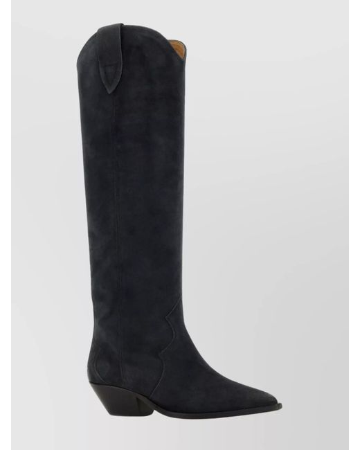 Isabel Marant Black Suede Leather Paneled Boots