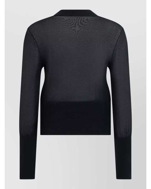 FRAME Blue Lightweight Knit Sweater Sheer Textured Band