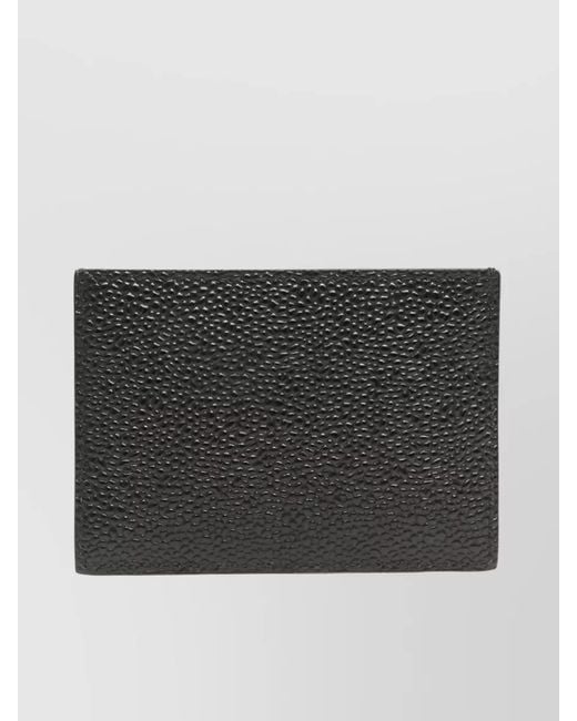 Thom Browne Black Pebble Grain Leather Card Holder for men