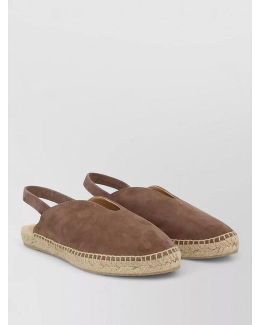 Castaner Brown Rania Suede Slingback Espadrilles Round Toe