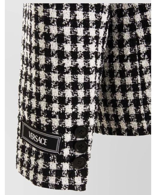Versace Black Virgin Wool Single-Breasted Tweed Jacket