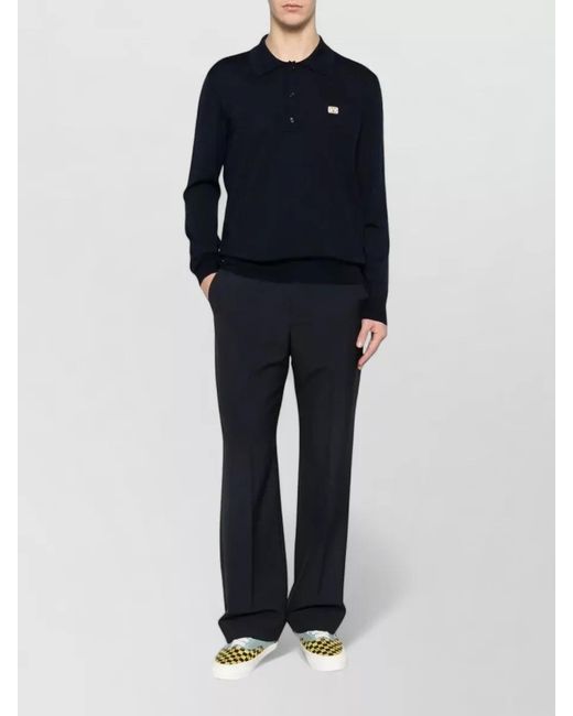 Valentino Garavani Blue Wool Straight-Leg Trousers for men