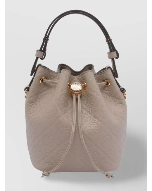 Tory Burch Gray Bucket Bag Monogram Removable Strap