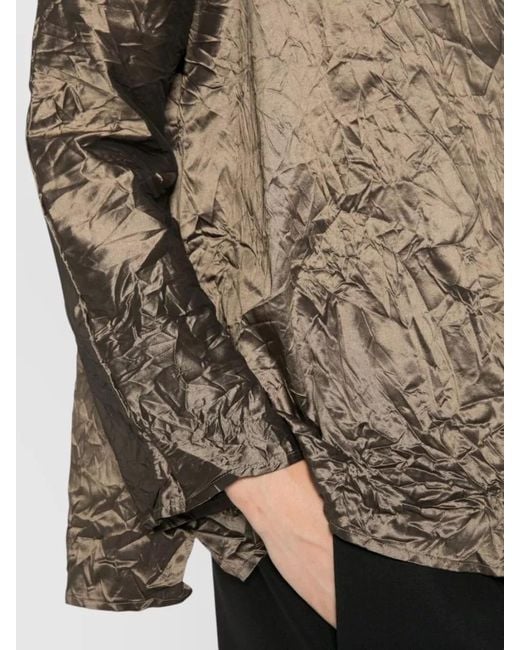 Daniela Gregis Brown Silk Blouse High Neck Long Sleeves