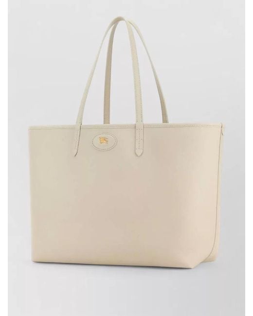 Burberry Natural Leather Reversible Shoulder Bag Top Handles