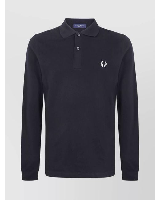 Fred Perry Blue Long-Sleeve Polo Shirt for men
