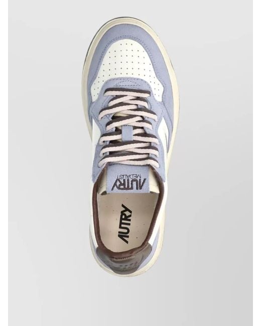 Autry White Lace Up Sneakers Casual Style Suede Accents