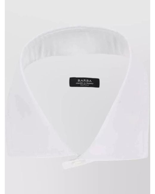Barba Napoli White Button Down Collar Shirt Curved Hem for men