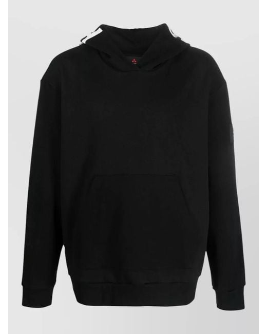 Peuterey Black Logo Cotton Hoodie Long Sleeve Silhouette for men