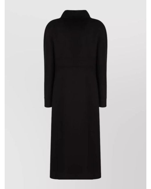 Valentino Garavani Black Long Coat High Collar Button Detailing