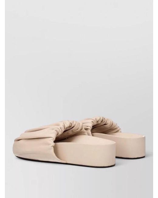 Jil Sander Natural Leather Ruched Platform Sandals