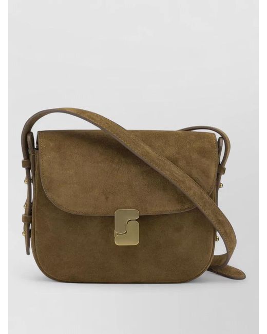 Soeur Green Bellissima Mini Suede Crossbody Bag Buckle