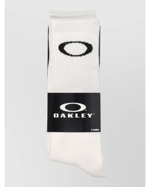 Oakley White Ellipse Crew Sock Cotton Blend Ribbed for men