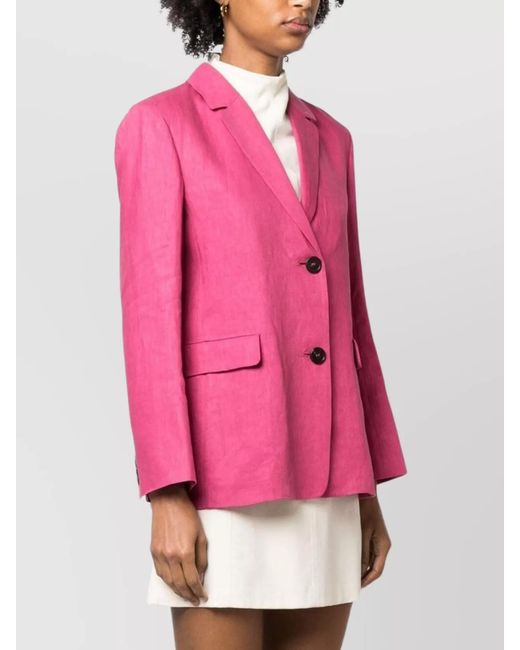 Max Mara Pink Linen Single-Breasted Blazer