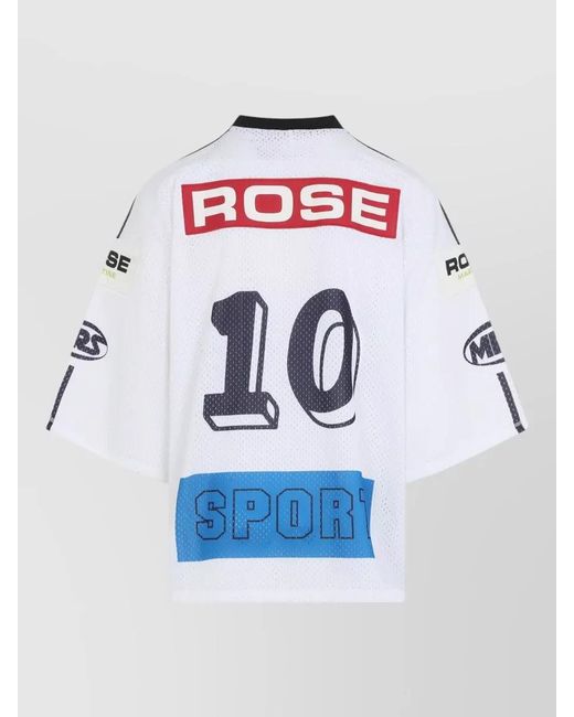 Martine Rose Blue Hockey V Neck Mesh Graphic Shirt for men