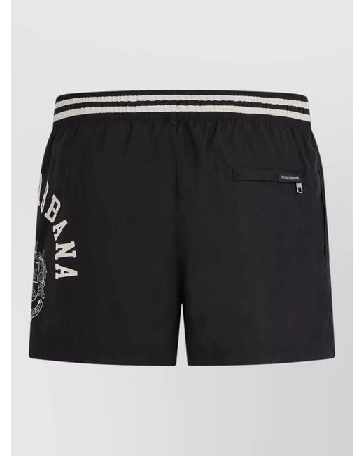 Dolce & Gabbana Black Swim Shorts Allover Print Sporty Style for men