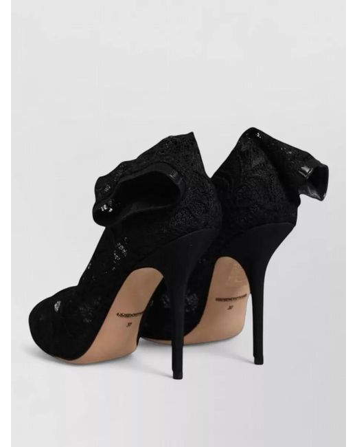 Dolce & Gabbana Black Lace Peep-Toe Pumps