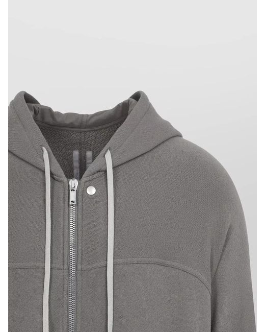 Rick Owens Gray Cotton Hooded Zip Jacket for men
