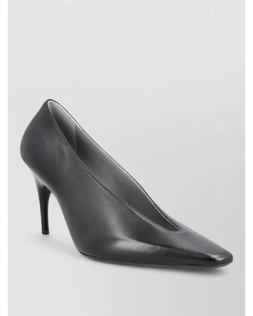 Balenciaga Gray Leather Pointed-Toe Pumps