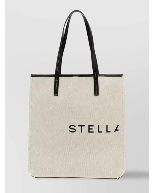 Stella McCartney Natural Stella Logo Large Canvas Tote Bag