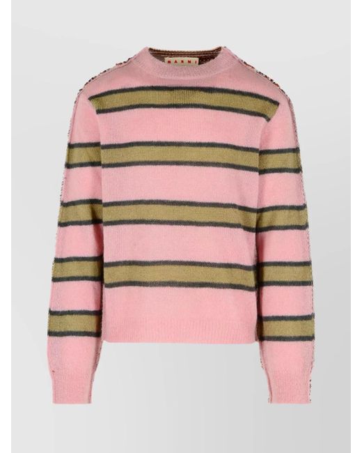 Marni Pink Mohair Blend Sweater Striped Pattern for men