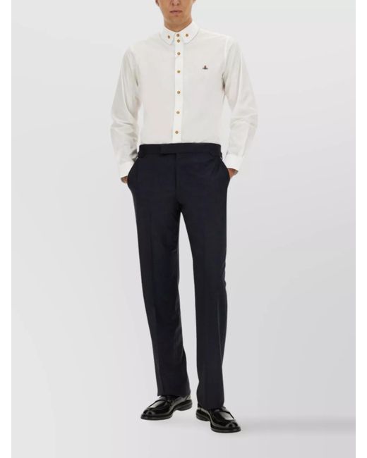 Vivienne Westwood Blue Virgin Wool Straight-Leg Trousers for men