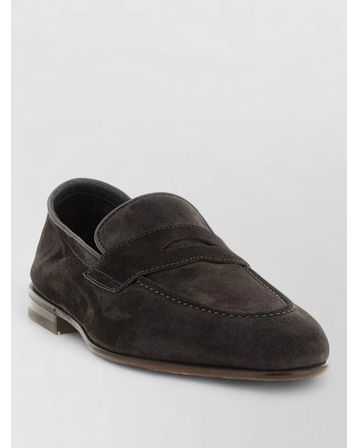 Brunello Cucinelli Black Leather Penny Loafers for men