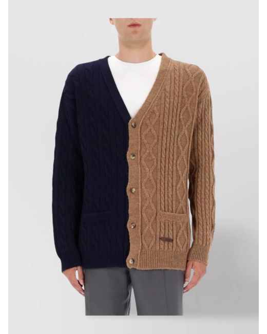 Moschino Blue Bicolor Cardigan for men