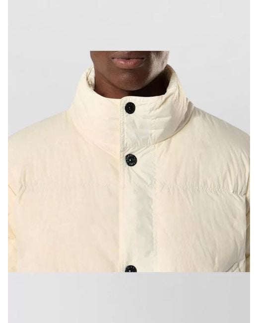 Stone Island Natural Crinkle Reps Nylon Padded Long Coat for men