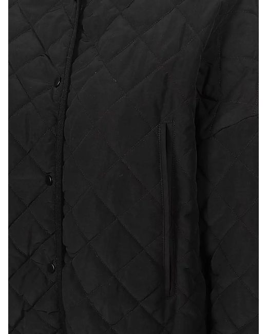 Sandbeige Black Quilted Short Jacket Mandarin Collar