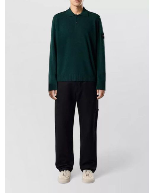 Stone Island Green Wool Polo Sweater for men