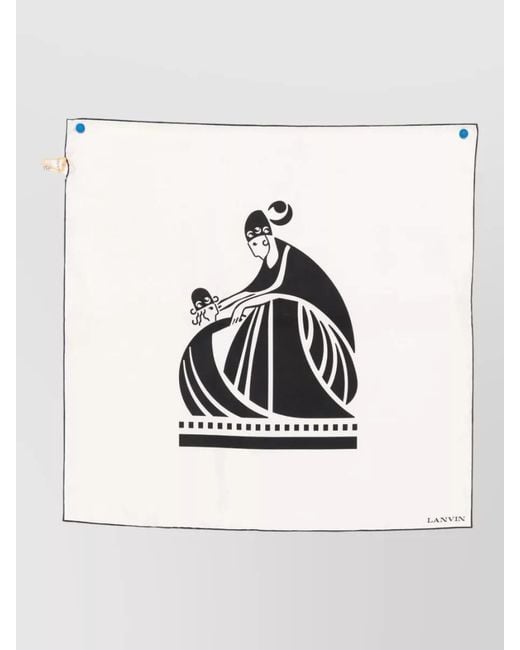 Lanvin Natural Silk Logo Print Scarf