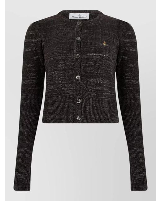 Vivienne Westwood Black Cropped Cardigan Embroidered Logo Front Buttons