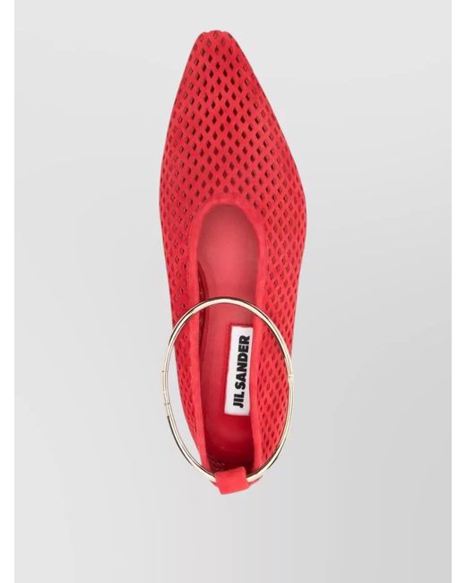 Jil Sander Red Leather Ballerina Shoes