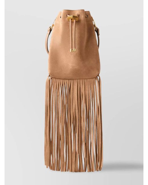Jimmy Choo Brown Mini Suede Cinch Bucket Bag