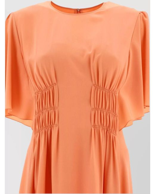 Chloé Orange Silk Draped Midi Dress