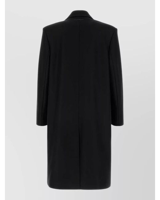 MM6 by Maison Margiela Black Long Wool Blend Coat Single Breasted for men