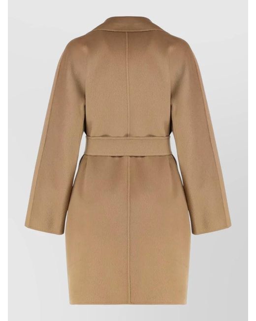 Max Mara Natural Cashmere Virgin Wool Single Breasted Midi Coat